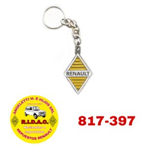 LLAVERO RENAULT ROMBO AMARILLO Y BLANCO | Codigo Ridac: 817-397